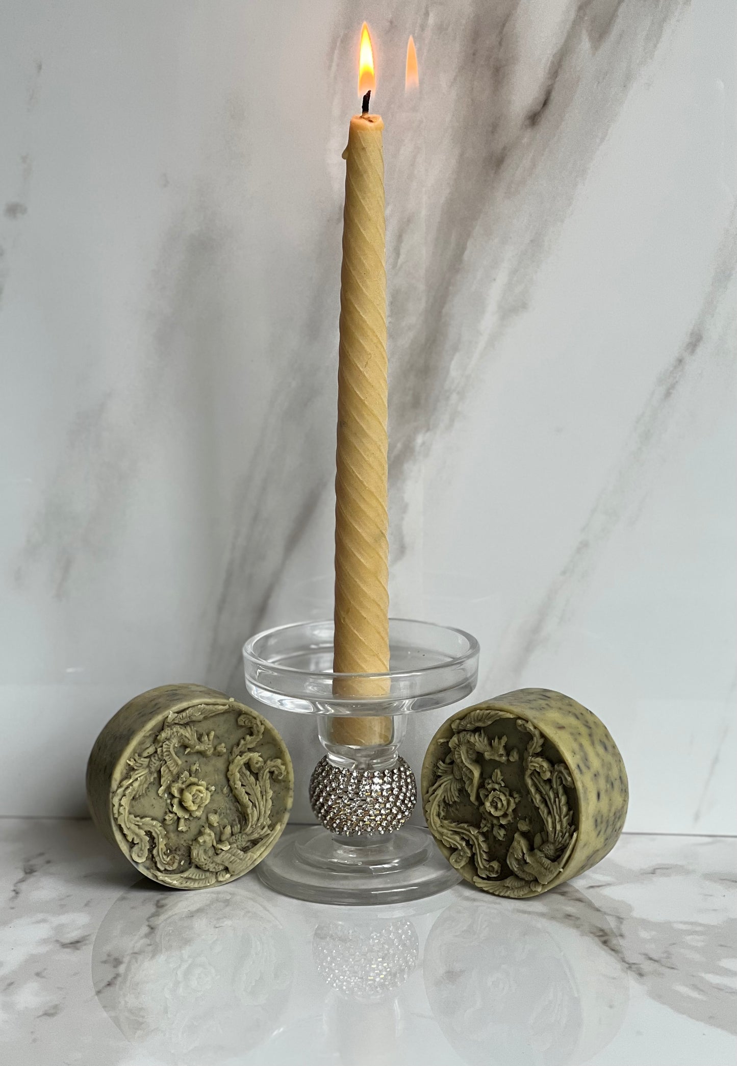 9 1/2" Beeswax Spiral Taper Candles